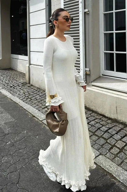 Long Sleeve Round Neck Maxi Dress