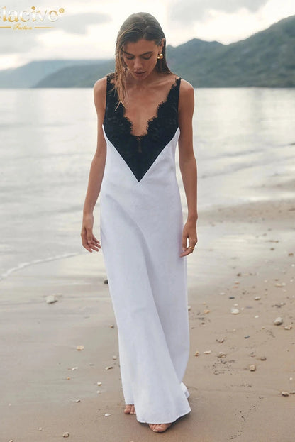 Elegant V-Neck Sleeveless Maxi Dress