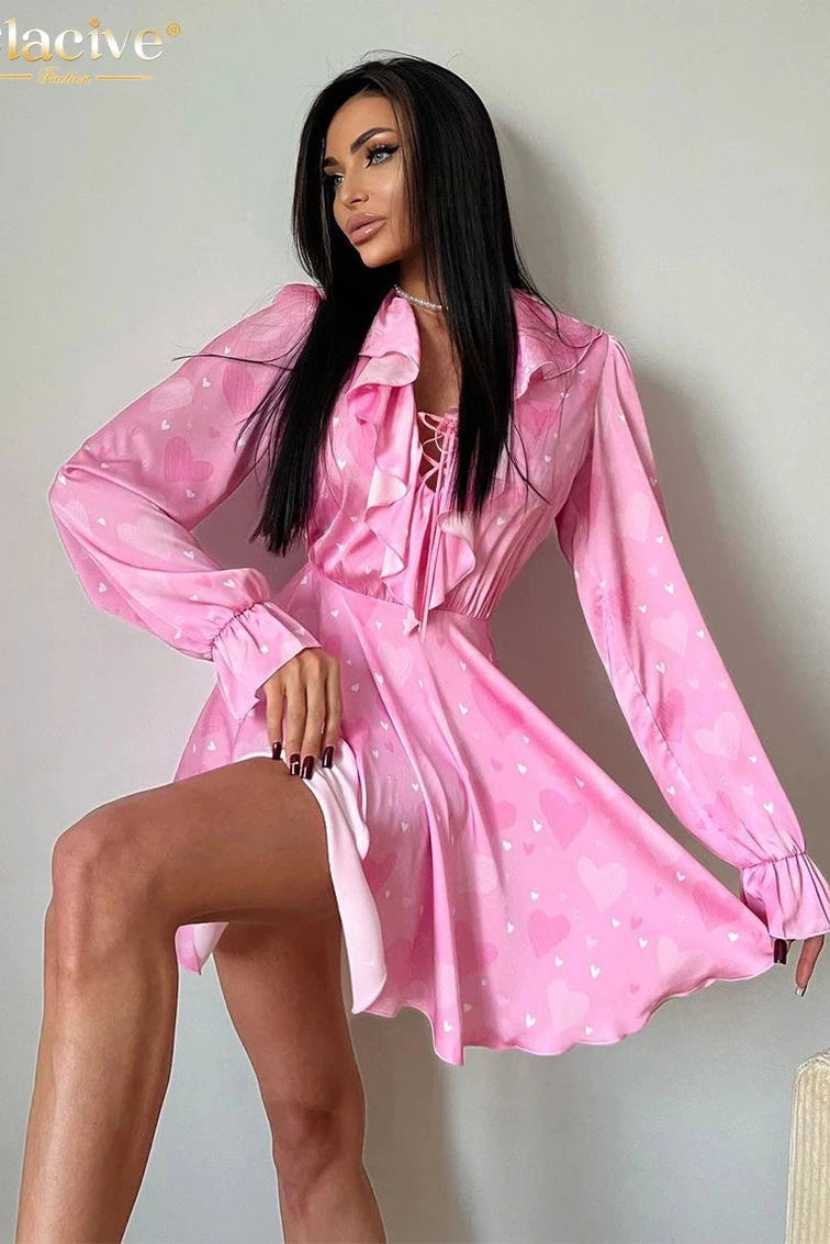 Print Long Sleeve Mini Dress