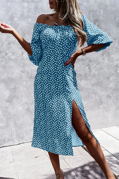 Elegant Printed Half Sleeves Midi Dress