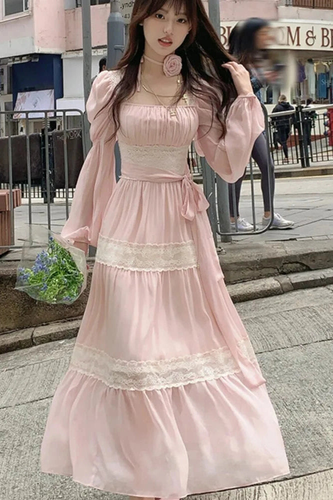 Puff Sleeve High Waist Maxi Dress