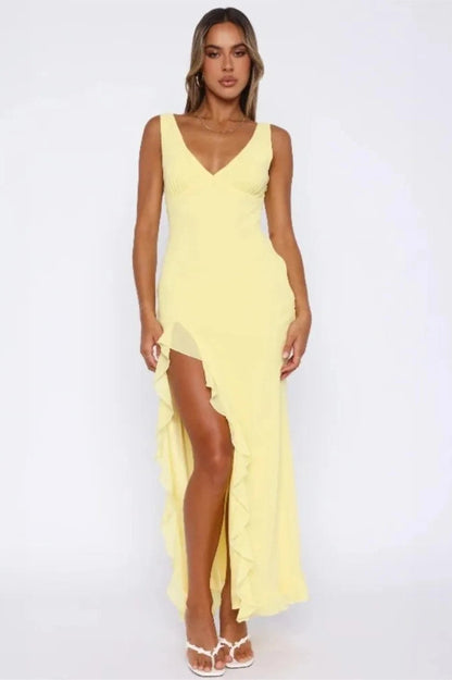 V-Neck Backless Bodycon Maxi Dress