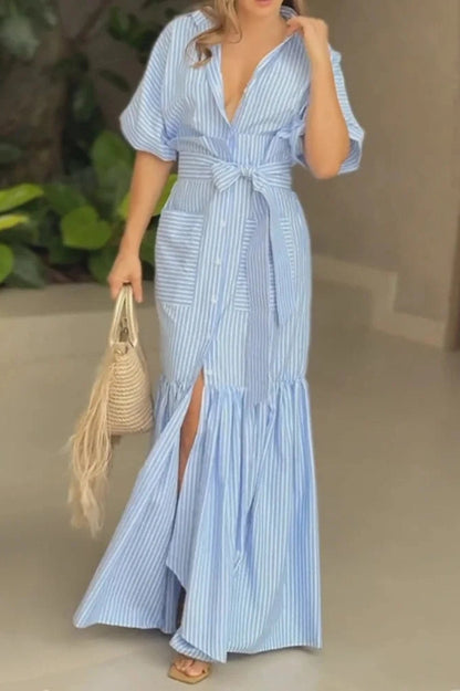 Elegant Printed Half Sleeve Maxi Dress