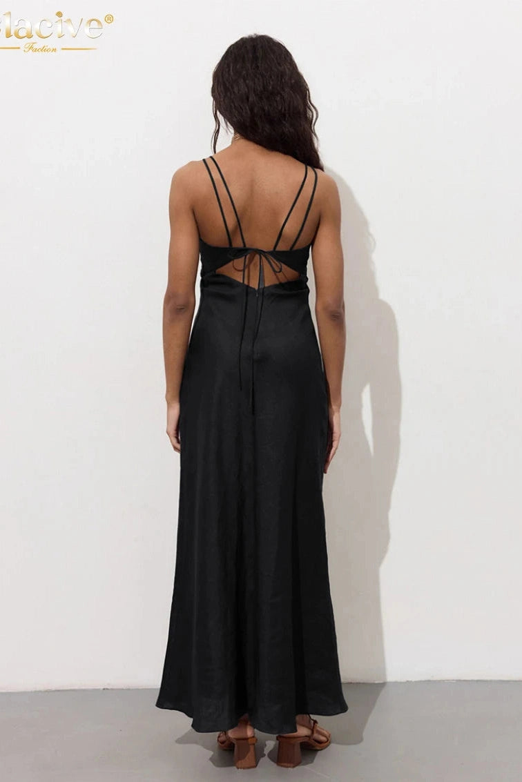 Backless Straps Sleeveless Maxi Dress