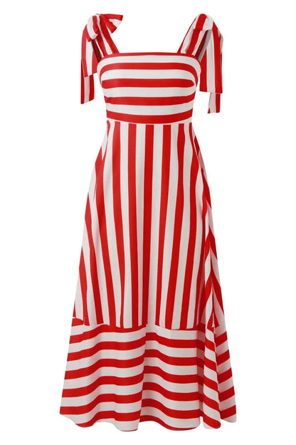 Square Neck Striped Sleeveless Maxi Dress