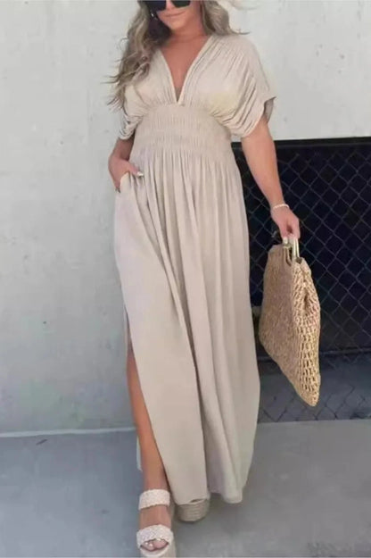 Elegant V-Neck Backless Maxi Dress