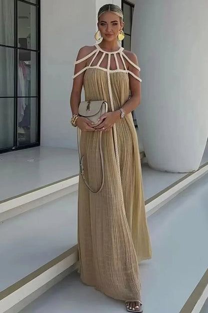 Elegant V-Neck Backless Maxi Dress