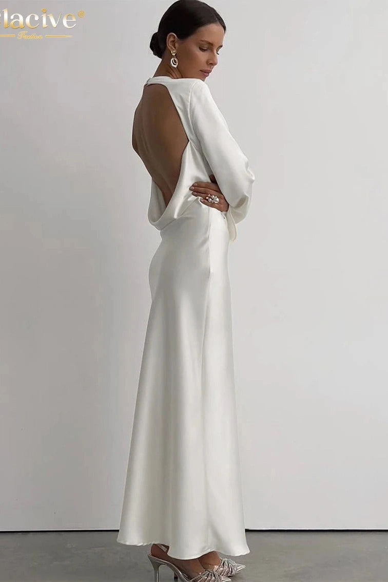 V-Neck Long Sleeve Maxi Dress