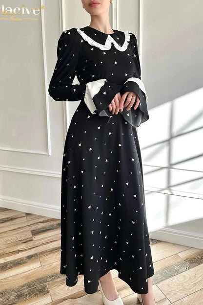 Printed Long Sleeve Maxi Dress