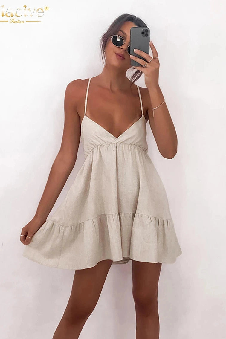 Backless Spaghetti Strap Mini Dress