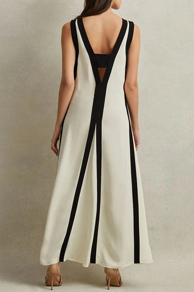 Deep V-Neck Backless Sleeveless Maxi Dress