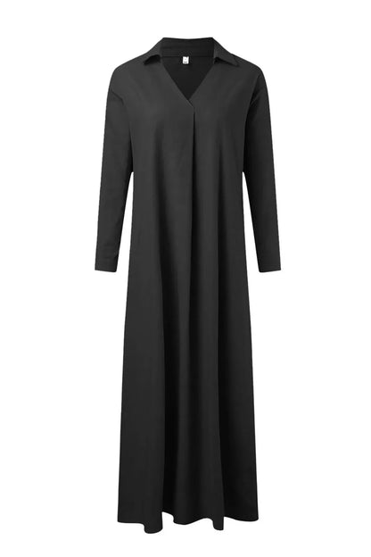 Lapel Long Sleeve Maxi Dress