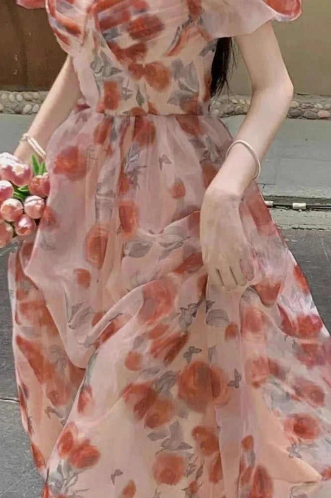 Floral Puff Sleeve Maxi Dress