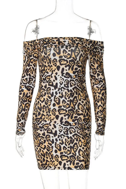 Leopard Print Long Sleeve Mini Dress