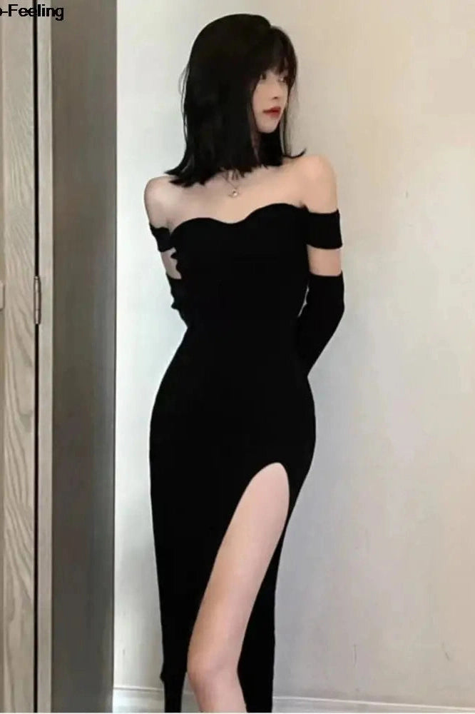 Off-Shoulder Backless Midi Dress