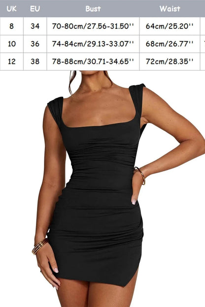 Sleeveless Pleated Backless Bodycon Mini Dress