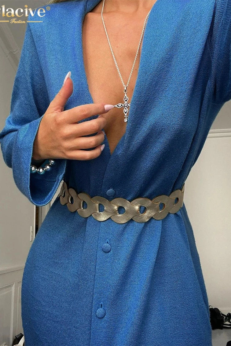 V-Neck Long Sleeve Maxi Dress