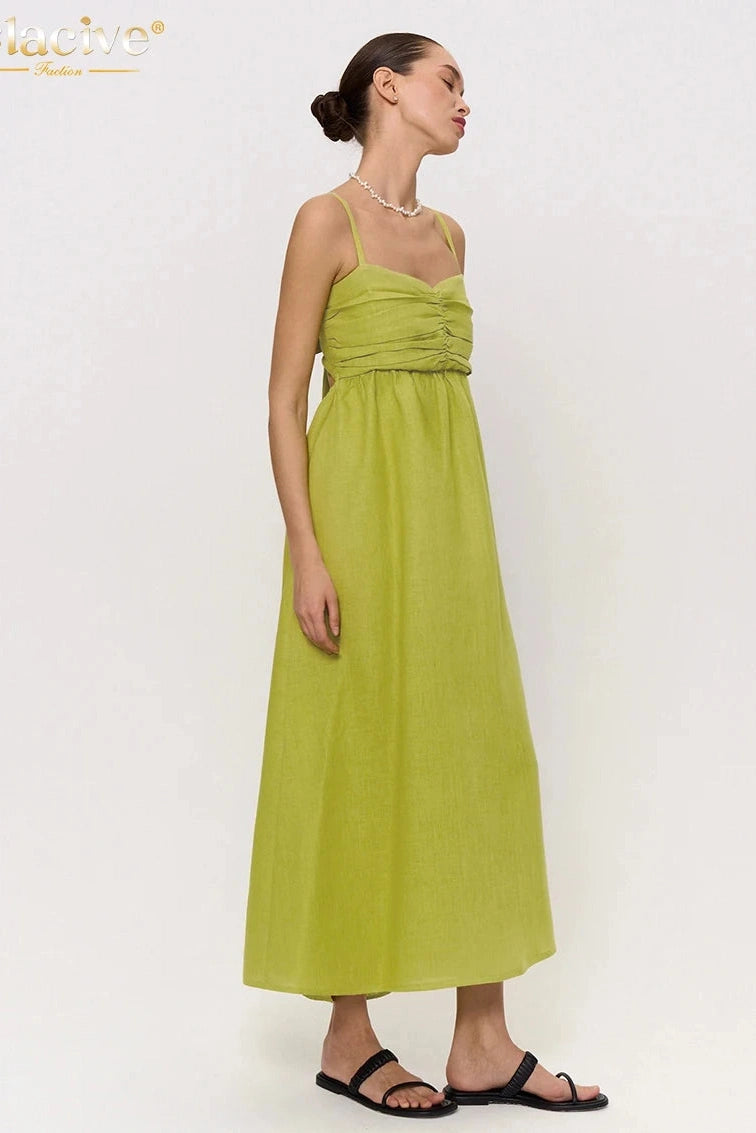 Elegant Cotton Sleeveless Maxi Dress