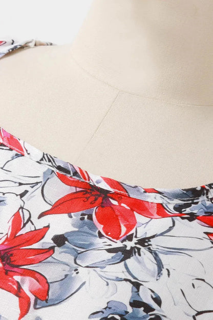 Floral Print Short Sleeve Maxi Dress