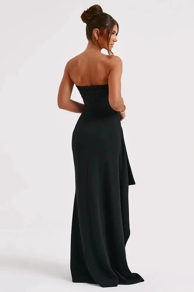 Stunning Off-Shoulder Strapless Backless High Split Maxi Dress