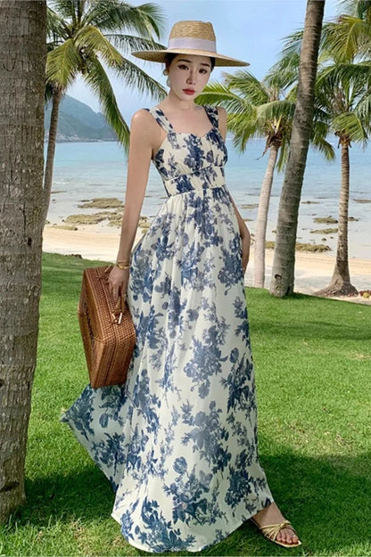 Sleeveless Floral Printed Maxi Dress