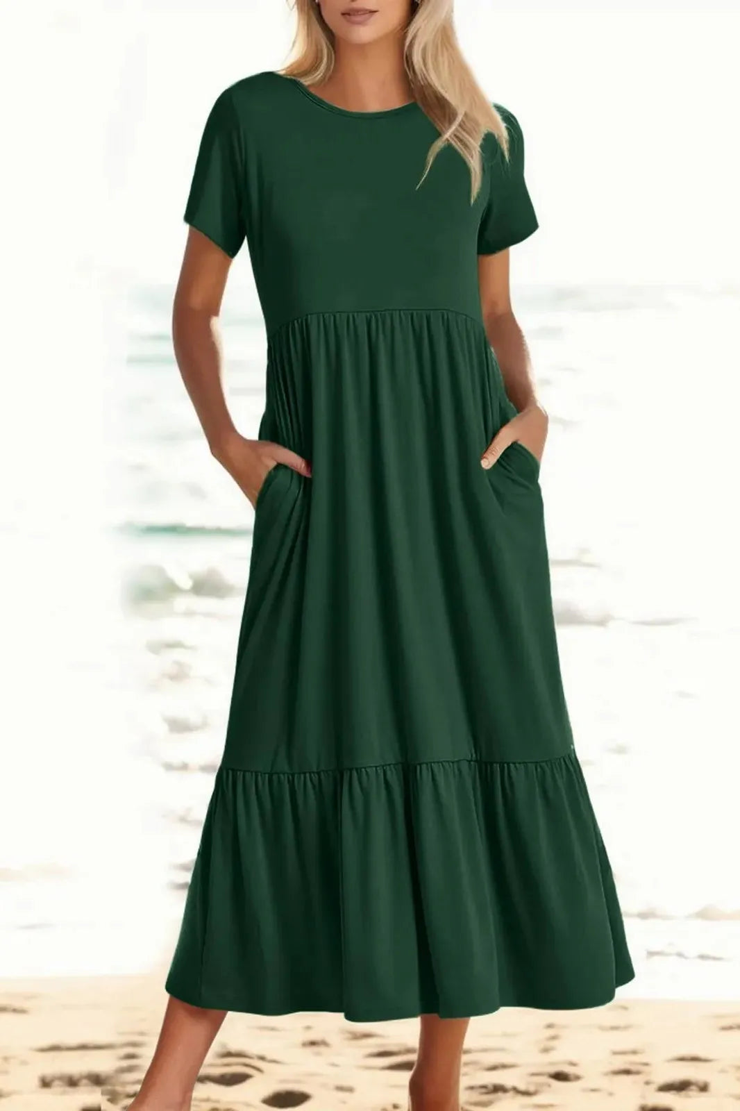 Elegant Flowy Tiered Midi Dress