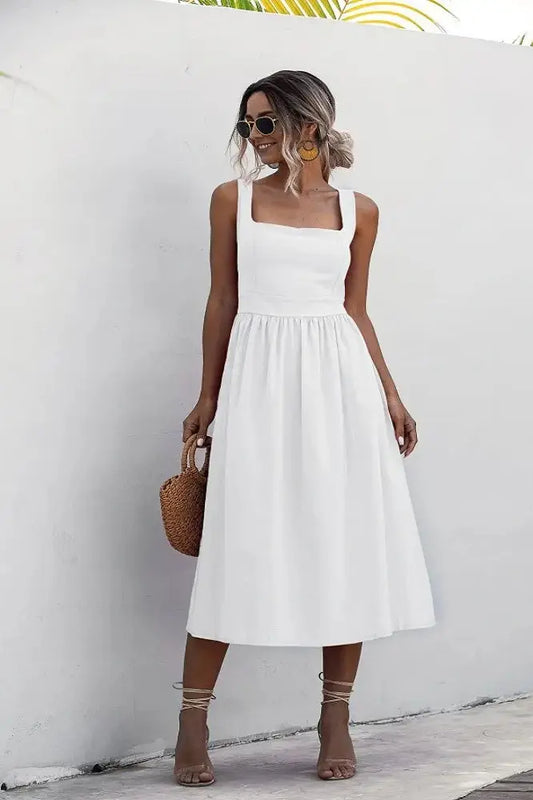 Casual Ruched Spaghetti Strap Maxi Dress