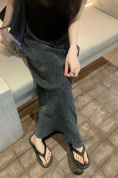 Elegant High Waist Long Skirt