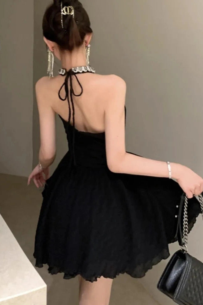 Elegant Backless A-Line Mini Dress