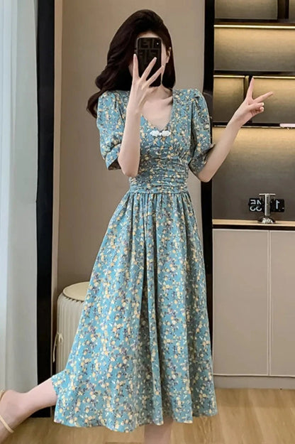 Elegant Floral Print Midi Dress