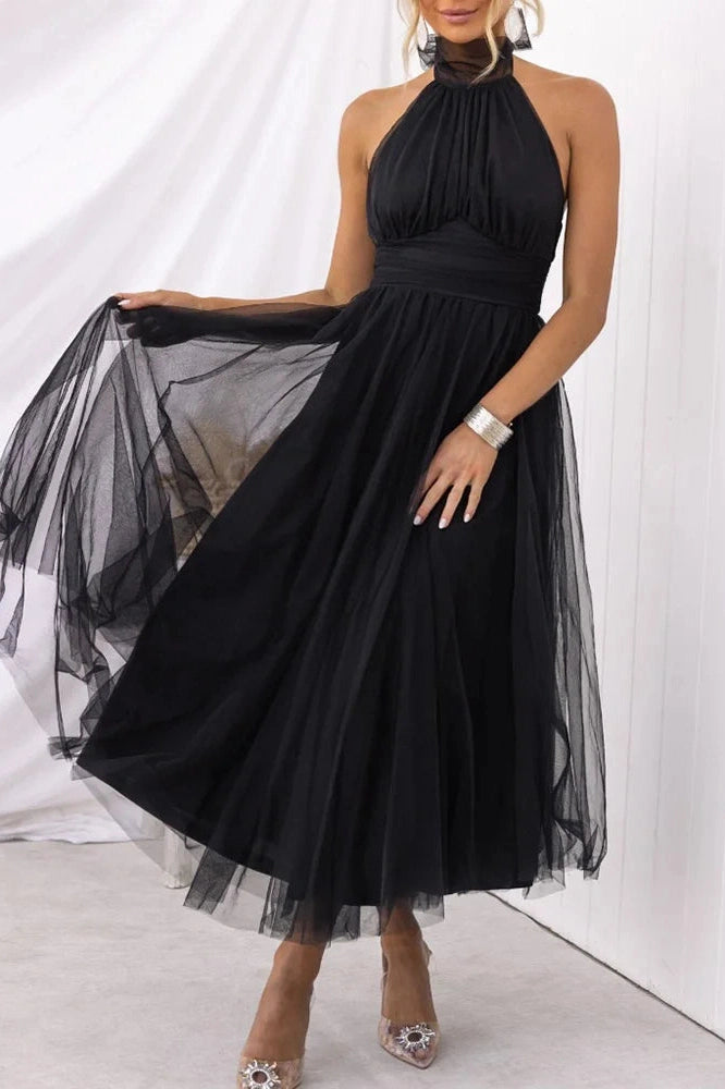 Elegant Sleeveless V-Neck Midi Dress