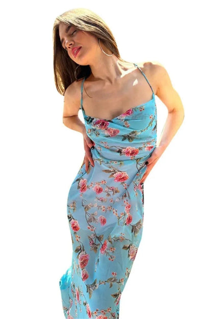 Floral Print Spaghetti Strap Maxi Dress