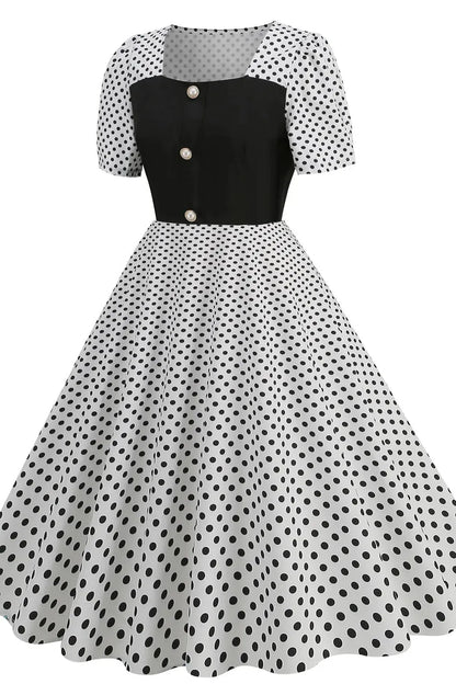 Polka Dot Print Short Sleeve Maxi Dress