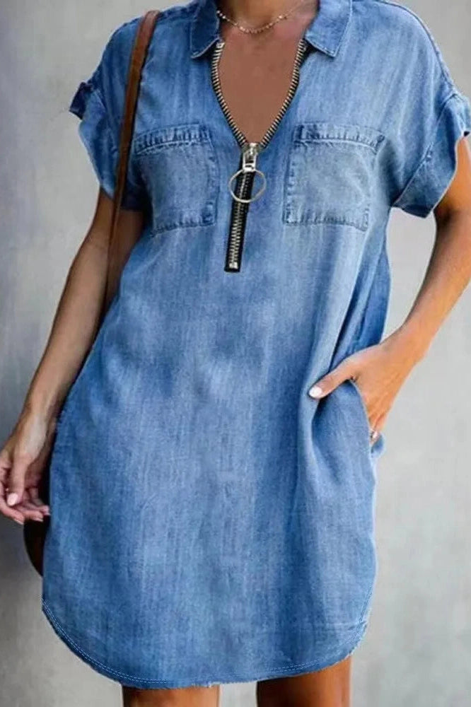 Elegant  Short Sleeves Loose Mini Dress