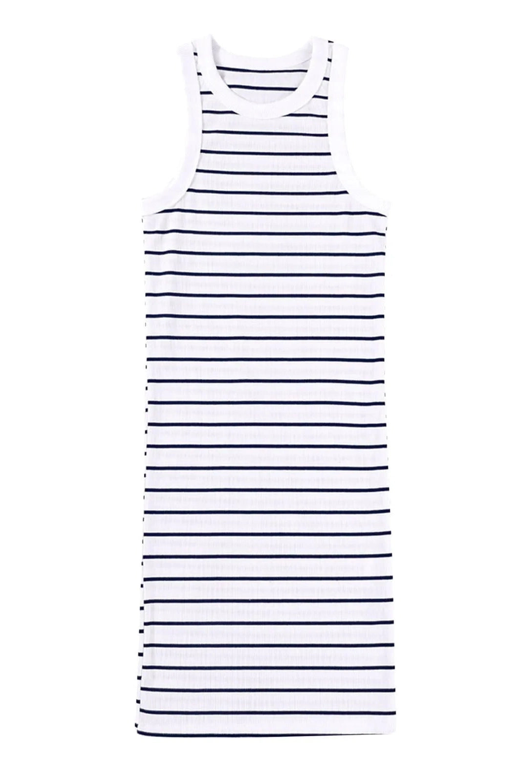 Stripe Print Round Neck Bodycon Mini Dress