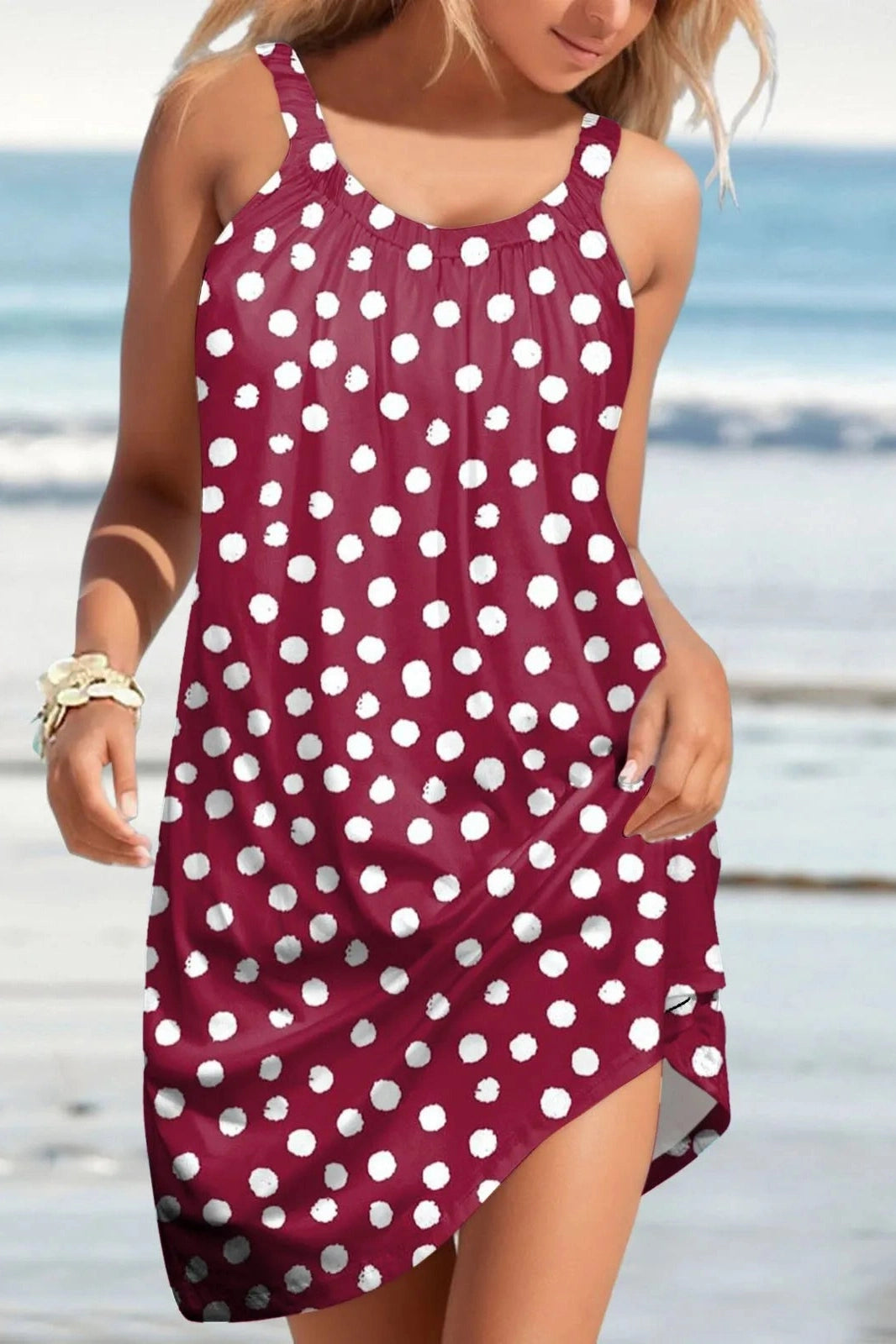 Polka Dot Sleeveless Backless Mini Dress