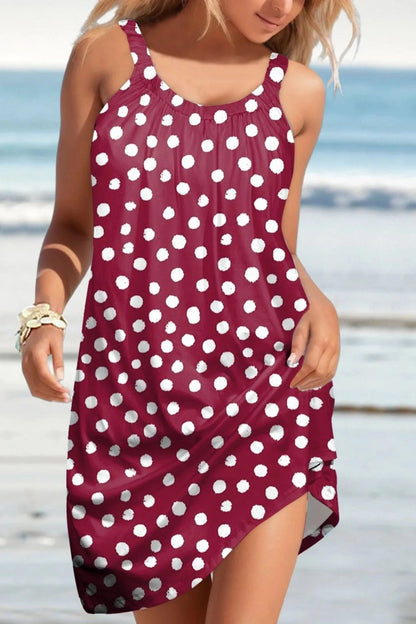 Polka Dot Sleeveless Backless Mini Dress