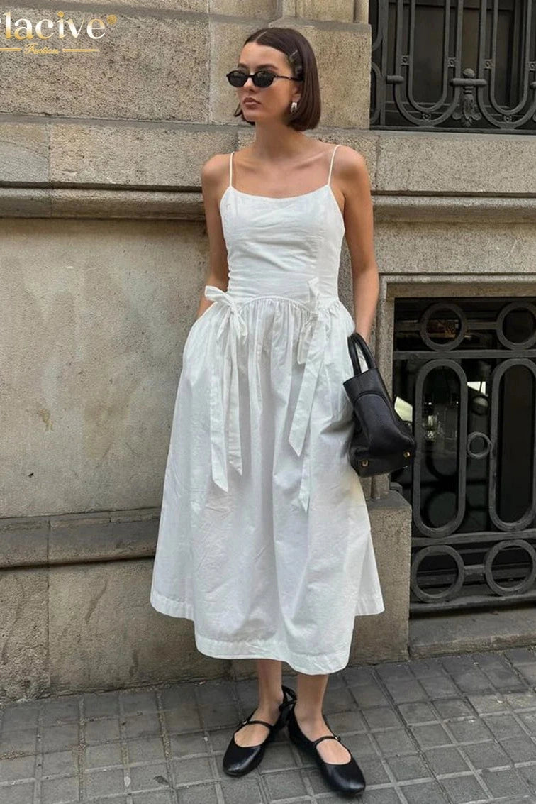 Cotton Sleeveless Midi Dress