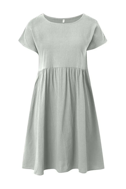 Cotton Round Neck A-Line Midi Dress