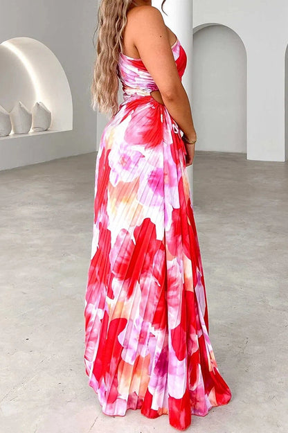 Backless Sleeveless Printed Maxi Dress