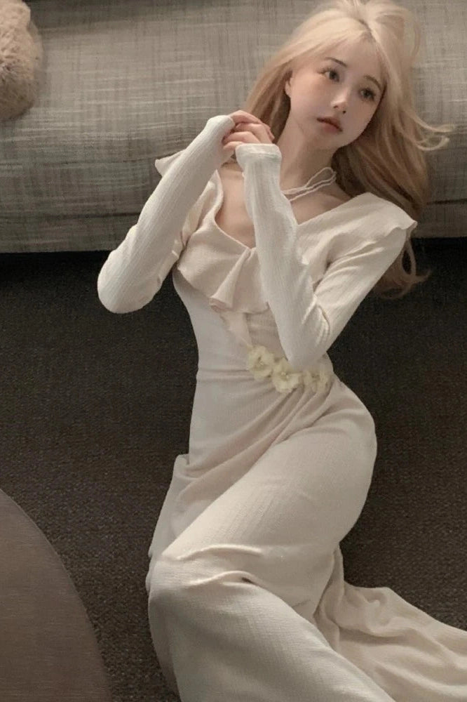 Elegant Long Sleeves Maxi Dress