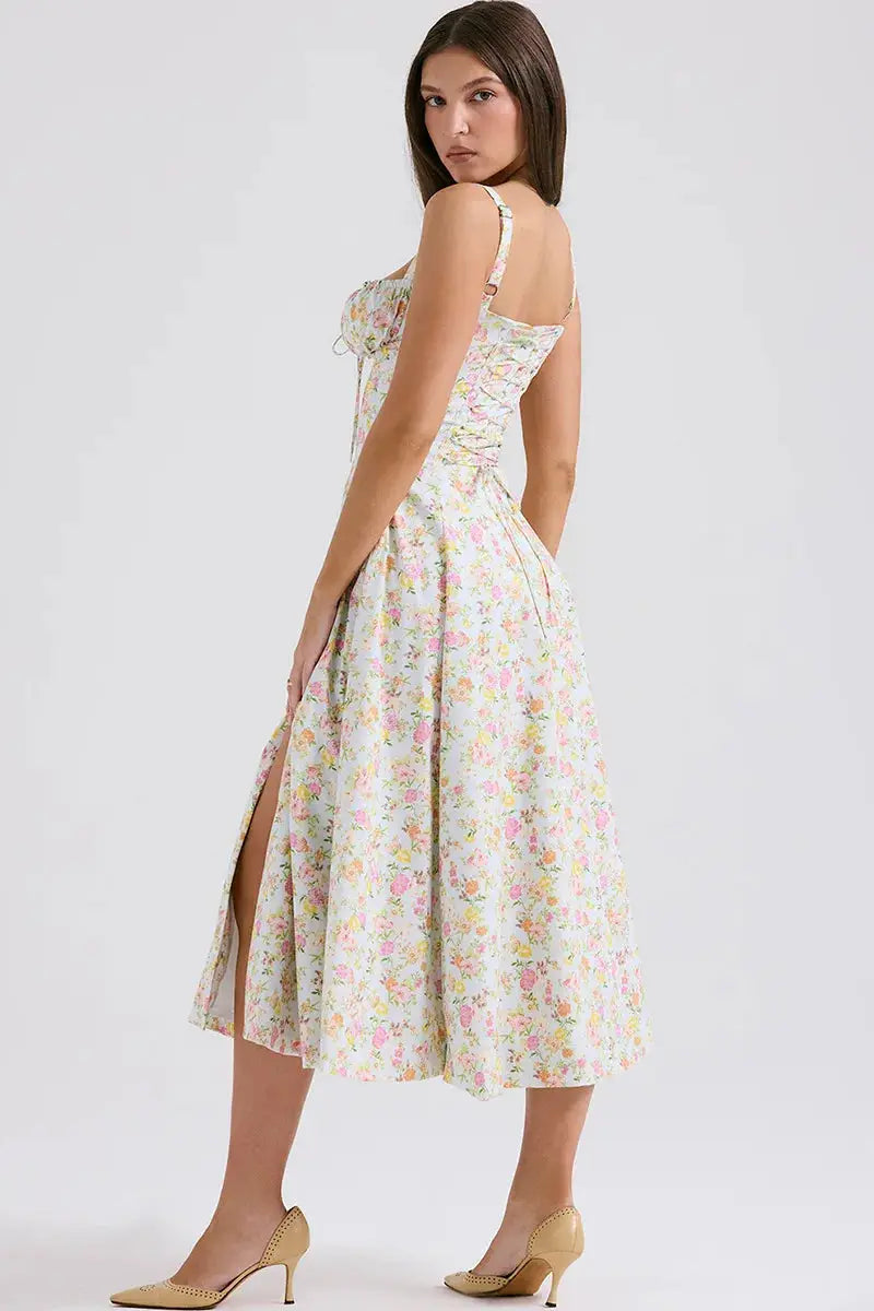 2024 Floral Print Spaghetti Strap Midi Dress