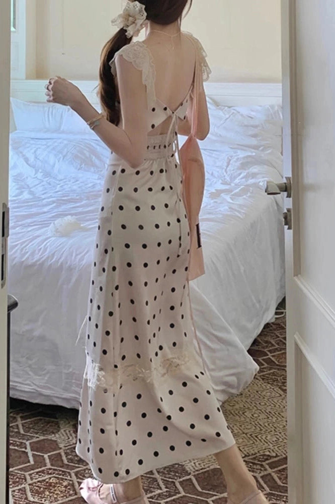 Polka Dot Spaghetti Strap Maxi Dress