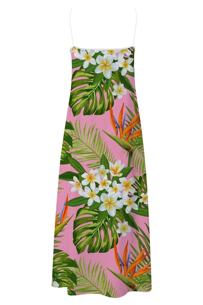 Leaf Printed V-Neck Maxi Dress