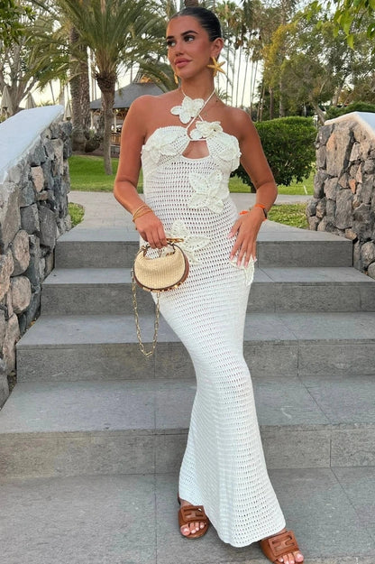 Elegant See-Through Backless Maxi Dress