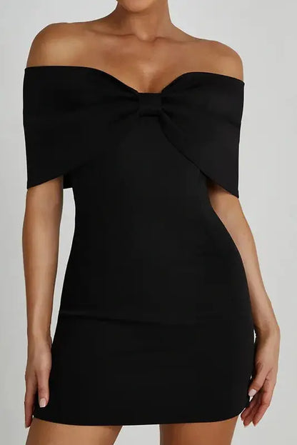 New Elegant Off-Shoulder Bow Backless Mini Dress