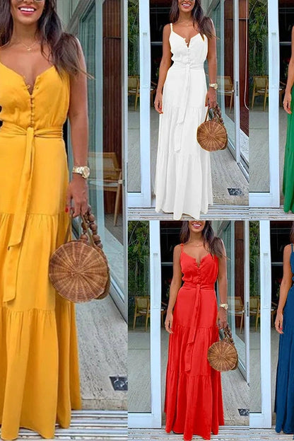 Elegant Sleeveless V-Neck Maxi Dress