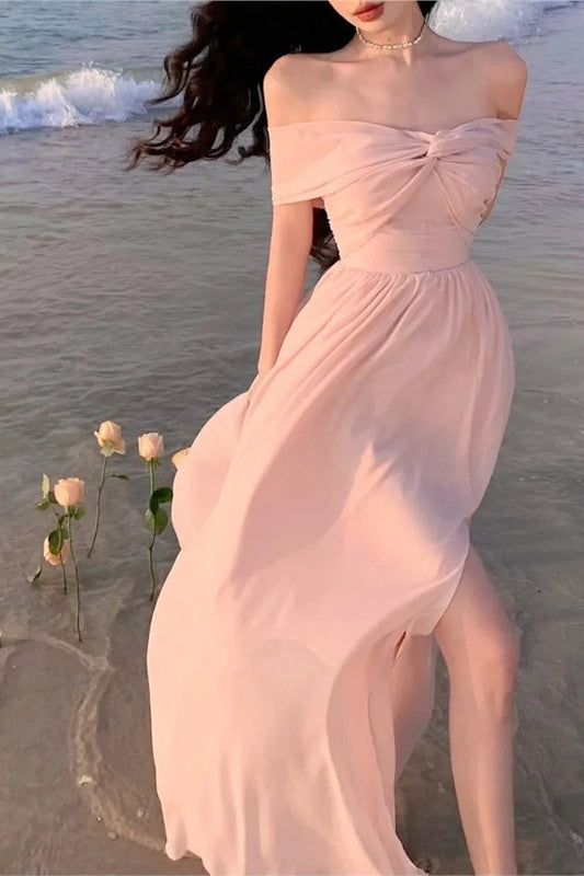 Off Shoulder Slash Neck Maxi Dress