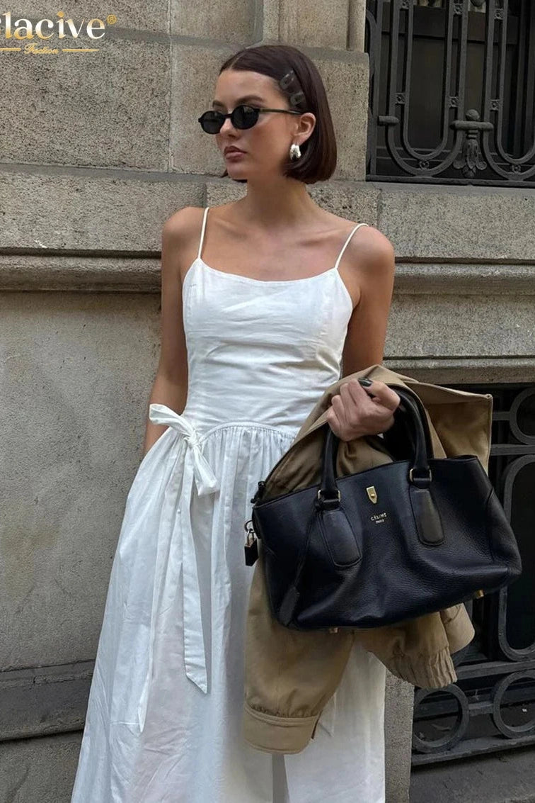 Cotton Sleeveless Midi Dress