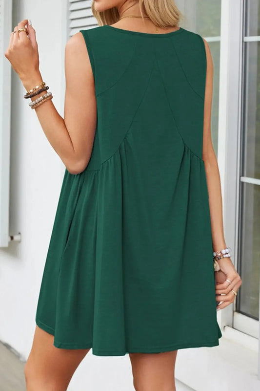 Sleeveless V Neck Mini Dress